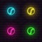 Set of bright neon baseball balls icons