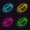 Set of bright neon rugby balls icons