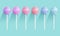 set of bright shiny lollipops
