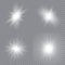 Set of bright stars. Glowing light explodes on a transparent background. Sparkling magical dust particles. Vector illustration.