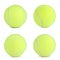 Set with bright tennis balls on white background