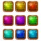 Set of Bright Wooden-Plated Glossy Square Buttons