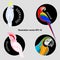 Set of brightly colored abstract parrots for the logo