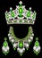set of brilliant jewelery diadem, necklace and earrings with precious stones