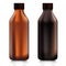 Set of brown bottles with cap on a white background.