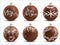 Set brown chocolate christmas ball. Sweet festive decoration