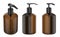 Set of brown empty pump bottles