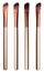 Set of brown soft cosmetic brushes in different light conditions