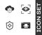 Set Browser incognito window, Cloud and shield, Shield and Eye scan icon. Vector