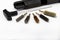 Set of brush Cleaning Bore of pistol handgun on white background , Gun Maintenance