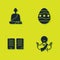 Set Buddhist monk, Jesus Christ, The commandments and Easter egg icon. Vector