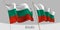 Set of Bulgaria waving flag on isolated background vector illustration