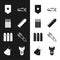 Set Bullet, Chevron, Submarine, Biohazard rocket, Nuclear bomb and Military dog tags icon. Vector