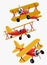 Set bundle cartoon of double wings airplane