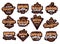 Set of Burger, fast food stickers, patches. Colorful badges, emblems, stamps on white background