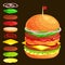 Set of burger grilled beef vegetables dressed with sauce bun snack, hamburger fast food meal menu barbecue meat with