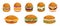 Set Of Burgers, Featuring A Variety Of Delicious Flavors And Toppings, Satisfying Combination Of Juicy Patties