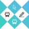 Set Bus, , Pixel arrow cursor and Pencil and line icon. Vector