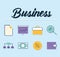 set of businees icons on a blue background