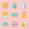 set of businees icons on a pink background