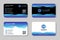 Set of business card with blue until purple gradient color. identity card with black and white basic background.
