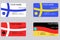 Set of business cards in the form of flags of the countries of the European Union
