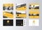 Set of business cards, yellow background. Template information card