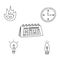 Set of business icons in doodle hand drawn style about planning business project, duration of it, time and deadline for tasks,