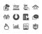 Set of Business icons, such as Coffee, Download arrow, Eco food. Vector