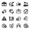 Set of Business icons, such as World statistics, Couple, First aid symbols. Vector