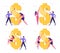 Set of Business Man and Woman with Rollers Drawing Huge Dollar Sign with Gold Paint. Economy and Finance Success