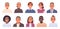 Set of business people portraits. Collection of avatars of men and women of different nationalities. Office workers characters
