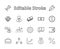 Set of business vector line icons. It contains symbols of a handshake, a user, dollar pictograms, gears, a briefcase, a bag of mon