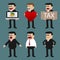 Set of businessman characters poses , office worker.