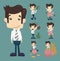 Set of businessman make money characters poses