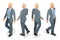 Set of Businessman Man on white background. Isometric character poses. Cartoon people. Create your own design for vector