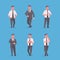 Set businessmen in formal wear standing pose smiling male cartoon characters business men office workers posing