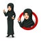 Set of businesswoman in black suit with veil inside the circle logo concept