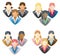 Set of businesswoman icon in network group FULL VE