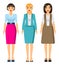 Set of businesswomen wearing stylish different clothes, haircuts, accessories, shoes, dresscode