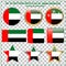 Set with buttons with flag of Arab Emirates. Vector.