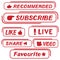 Set of  buttons for social media - Subscribe to video channel, blog - share, like, live, video