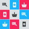 Set Buy button, Percent discount and mobile and Shopping basket icon. Vector