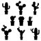 A set of cacti, silhouettes of cacti in a pot. Vector isolated on a white background