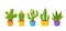 Set Of Cactus Characters, Cute Succulents, Cacti With Happy Funny Faces. Tropical Smiling Flowers, Desert Prickly Plants