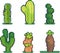 Set of cactus in pixel style