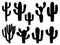 Set of cactus silhouette vector art on a white background