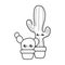 set of cactus tropicals in pot plants kawaii style