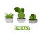 Set of cactuses. Collection of succulents. Vector illustration.