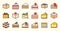 Set of cake, filled outline icon